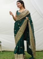 Georgette Green Wedding Wear Butta Work Saree